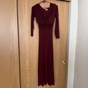 Vintage Moda International women’s Long Sleeve Formal Burgundy Red Dress Size M